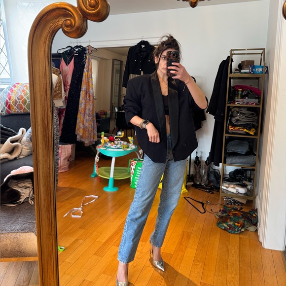 Vintage oversized 1980s cropped tuxedo blazer - Picture 4 of 10